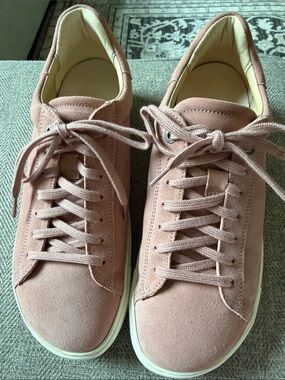 Birkenstock Women’s Suede Lace-Up Sneakers in Blush Pink